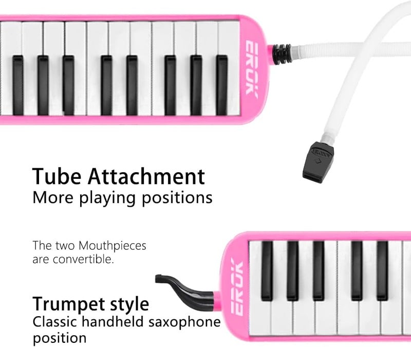EROK 32 Keys Melodica Keyboard Instrument - Portable with Carrying Bag, Ideal for Beginners & Adults Gift (Pink) - Image 2